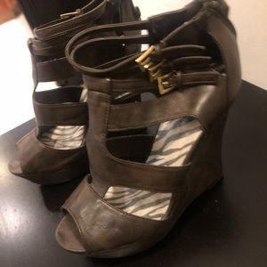 Brown sandal wedge heels